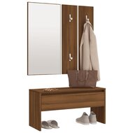 Garderobe set bewerkt hout bruin eikenkleur 4