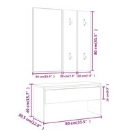 Garderobe set bewerkt hout bruin eikenkleur 8