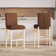 Barstoelen 2 st massief rubberhout en stof 1