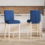 Barstoelen 2 st massief rubberhout en stof 1