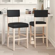 Barstoelen 2 st massief rubberhout en kunstleer 1