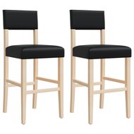 Barstoelen 2 st massief rubberhout en kunstleer 2