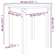 Salontafel &Oslash; 45x40 cm massief grenenhout zwart 8