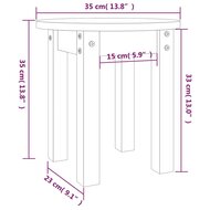 Salontafel &Oslash; 35x35 cm massief grenenhout wit 8