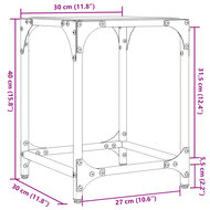 Salontafel met transparant glazen blad 30x30x40 cm staal 9