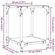 Salontafel met transparant glazen blad 30x30x40 cm staal 9