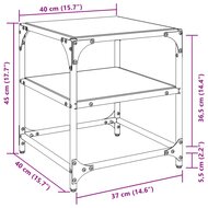 Salontafel met transparant glazen blad 40x40x45 cm staal 9