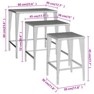 Tafeltjesset 3 st poly rattan zwart 8