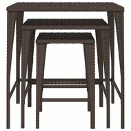 Tafeltjesset 3 st poly rattan bruin 3