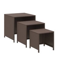 Tafeltjesset 3 st poly rattan bruin 2