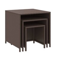 Tafeltjesset 3 st poly rattan bruin 3