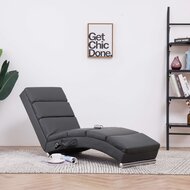 Massage chaise longue kunstleer grijs 1