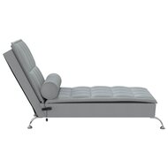 Massage chaise longue met bolster stof lichtgrijs 5