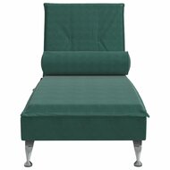 Massage chaise longue met bolster fluweel donkergroen 4