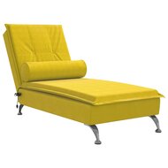 Massage chaise longue met bolster fluweel geel 2