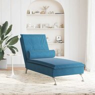 Massage chaise longue met bolster fluweel blauw 3