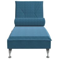 Massage chaise longue met bolster fluweel blauw 4