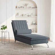 Massage chaise longue met bolster fluweel donkergrijs 3