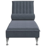 Massage chaise longue met bolster fluweel donkergrijs 4