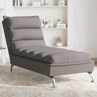 Chaise longue met kussens stof taupe 2