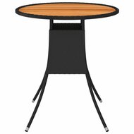 Tuintafel &Oslash;70 cm poly rattan en massief acaciahout zwart 2