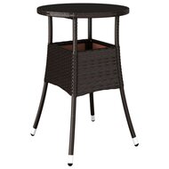 Tuintafel &Oslash;60x75 cm gehard glas en poly rattan bruin 2