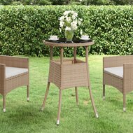 Tuintafel &Oslash;60x75 cm gehard glas en poly rattan beige 1