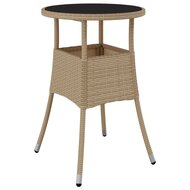 Tuintafel &Oslash;60x75 cm gehard glas en poly rattan beige 2