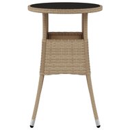 Tuintafel &Oslash;60x75 cm gehard glas en poly rattan beige 3