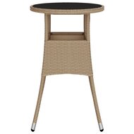 Tuintafel &Oslash;60x75 cm gehard glas en poly rattan beige 4