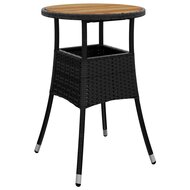 Tuintafel &Oslash;60x75 cm acaciahout en poly rattan zwart 2