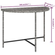 Tuintafel 100x50x75 cm poly rattan grijs 7