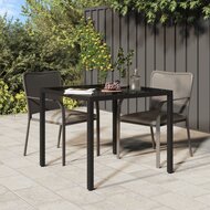 Tuintafel 90x90x75 cm gehard glas en poly rattan zwart 1