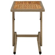 Tuintafel massief acaciahout en poly rattan beige 3