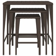 Tuintafeltjesset 3 st poly rattan bruin 3