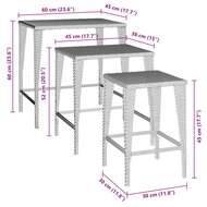 Tuintafeltjesset 3 st poly rattan bruin 8