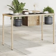 Tuintafel met glazen blad 115x54x74 cm poly rattan beige 1