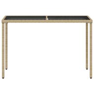 Tuintafel met glazen blad 115x54x74 cm poly rattan beige 4