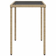 Tuintafel met glazen blad 115x54x74 cm poly rattan beige 5