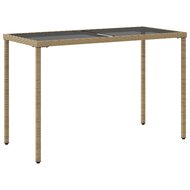 Tuintafel met glazen blad 115x54x74 cm poly rattan beige 6