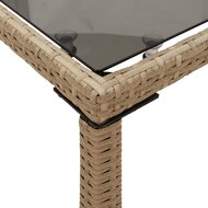 Tuintafel met glazen blad 115x54x74 cm poly rattan beige 8