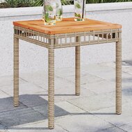 Tuintafel 38x38x42 cm poly rattan en acaciahout gemengd beige 1