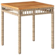 Tuintafel 38x38x42 cm poly rattan en acaciahout gemengd beige 2