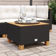 Tuintafel 55x55x36 cm poly rattan en acaciahout zwart 3