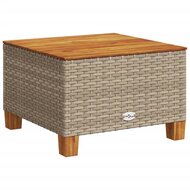 Tuintafel 55x55x36 cm poly rattan en acaciahout beige 2