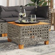 Tuintafel 55x55x36 cm poly rattan en acaciahout grijs 1