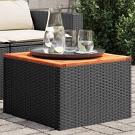 Tuintafel 55x55x37 cm poly rattan en acaciahout zwart 1