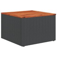 Tuintafel 55x55x37 cm poly rattan en acaciahout zwart 2