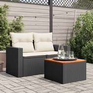 Tuintafel 55x55x37 cm poly rattan en acaciahout zwart 3