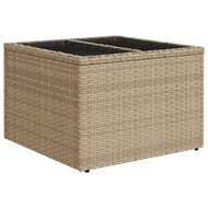 Tuintafel met glazen blad 55x55x37 cm poly rattan beige 2